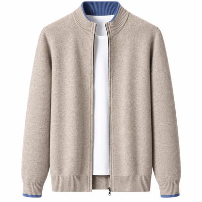 Men's Woolen Cardigan with Zip Collar