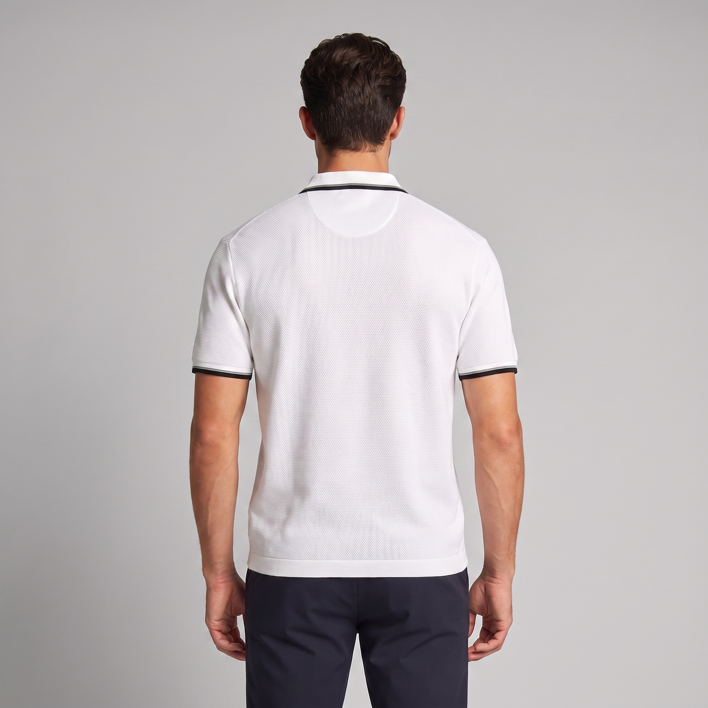 Men's Zip Polo Shirt with Contrast Details