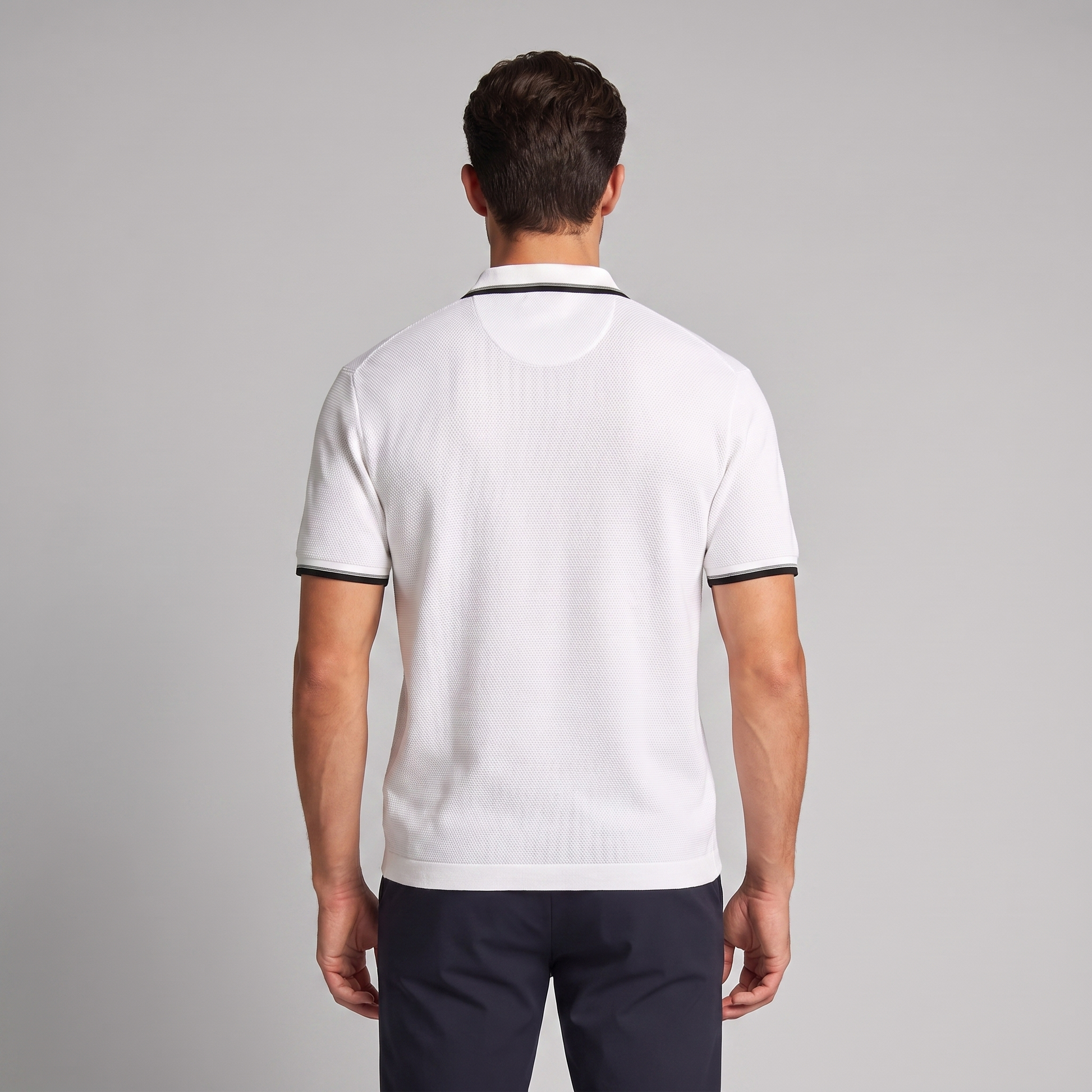 Men's Zip Polo Shirt with Contrast Details