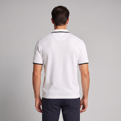 Men's Zip Polo Shirt with Contrast Details