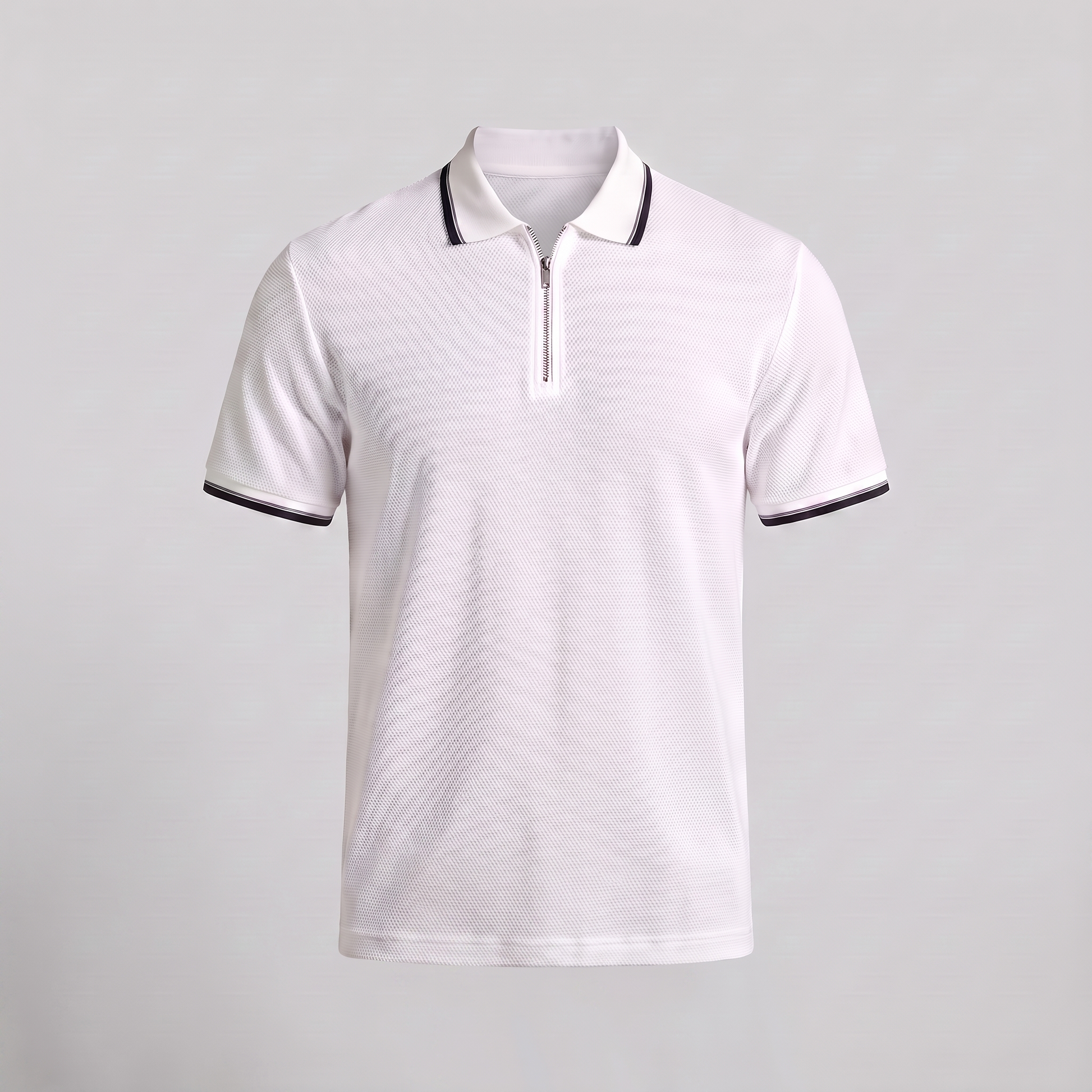 Men's Zip Polo Shirt with Contrast Details
