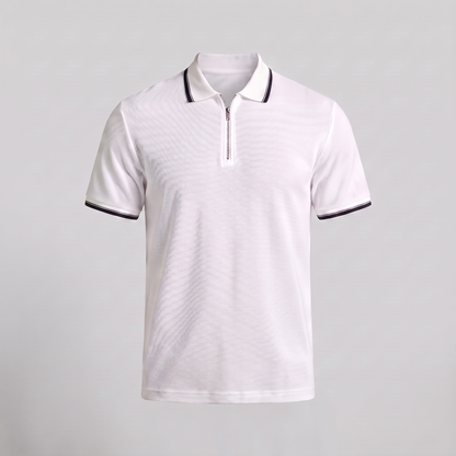 Men's Zip Polo Shirt with Contrast Details
