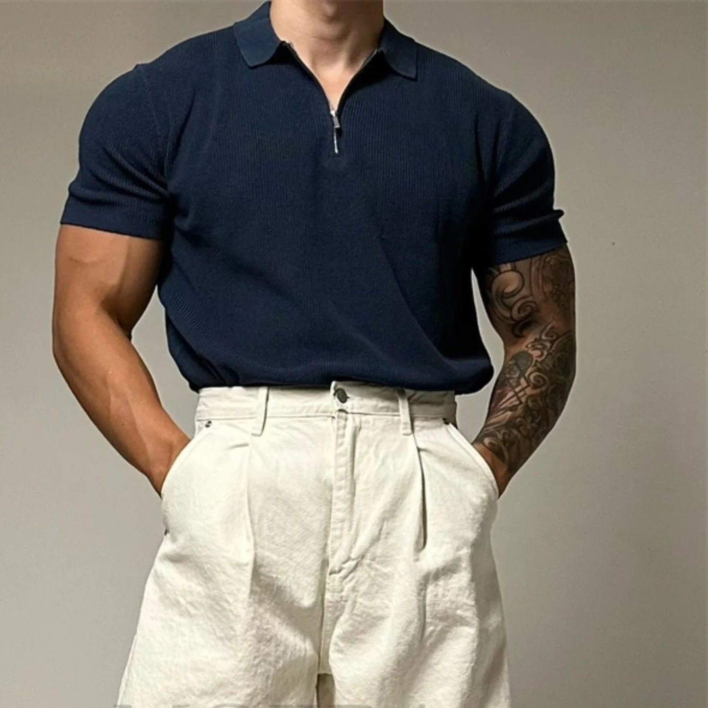 Men's Zip Summer Polo Shirt
