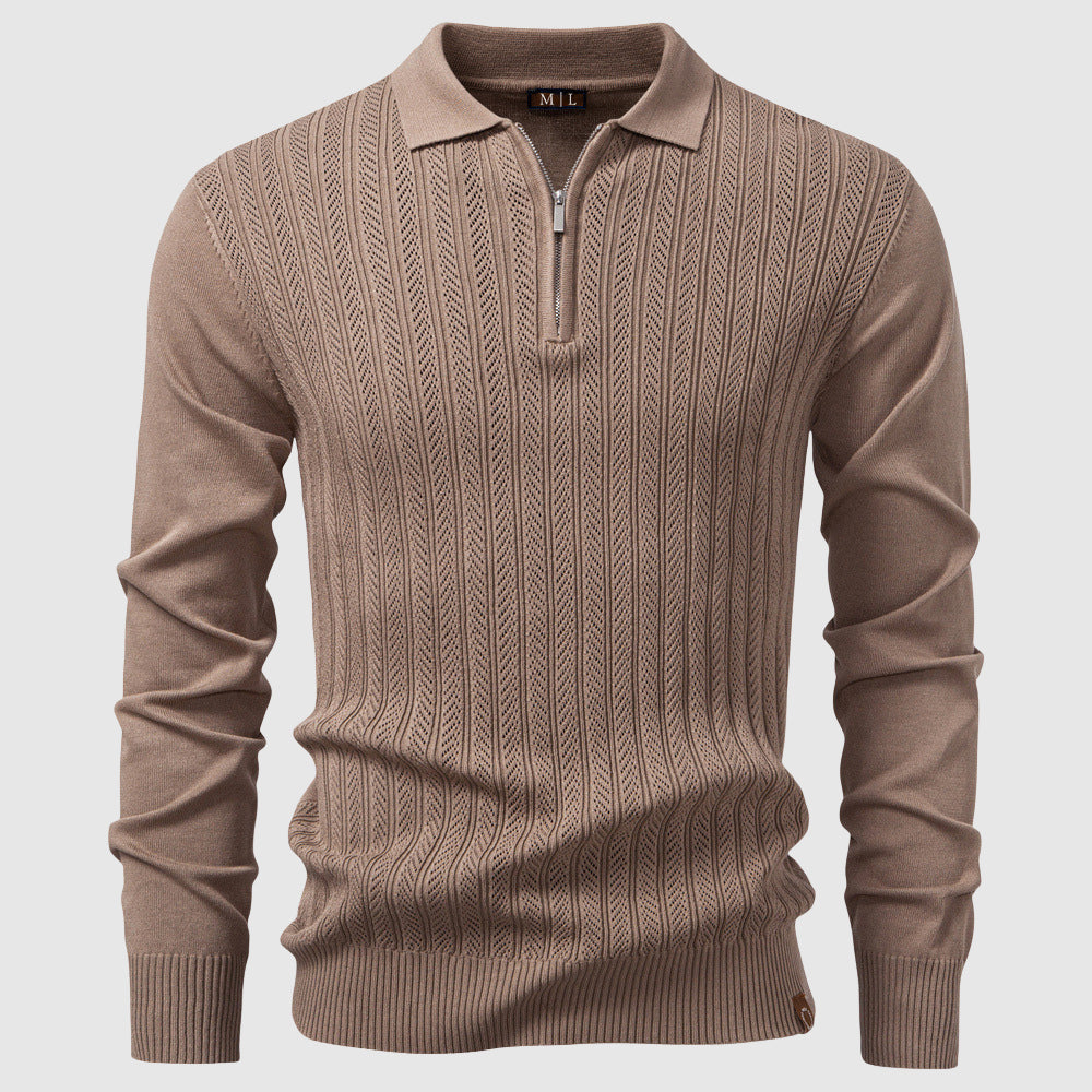 Men's Zip-Up Cable Knit Sweater