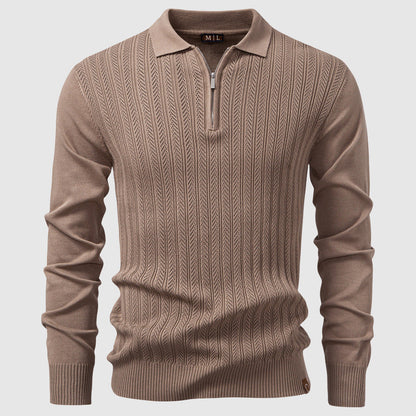 Men's Zip-Up Cable Knit Sweater