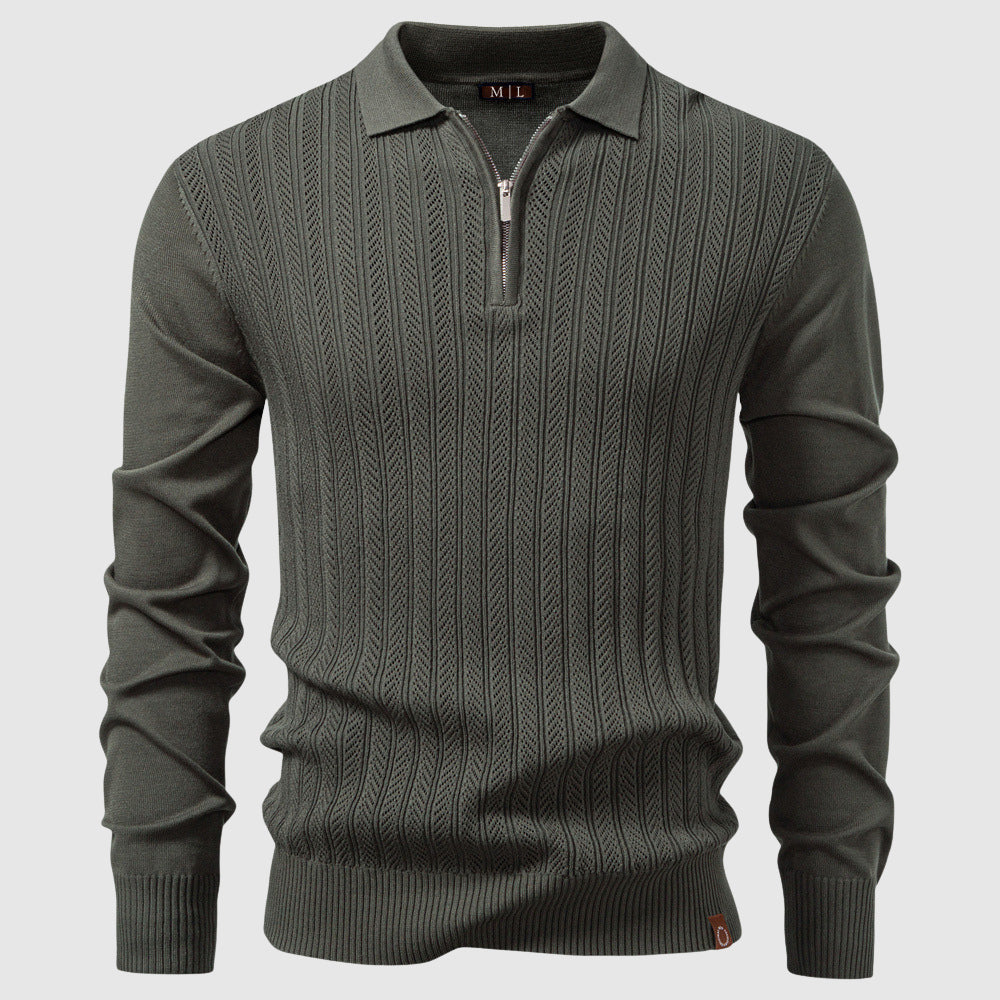 Men's Zip-Up Cable Knit Sweater