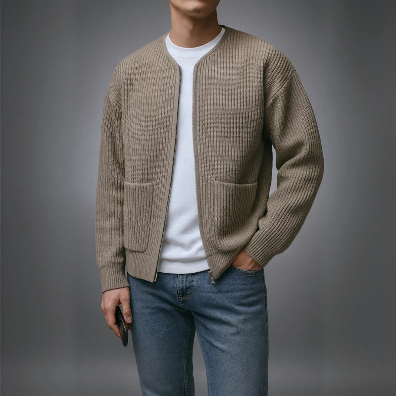 Men's Zip Up Cardigan - Relaxed Fit Layering Sweater