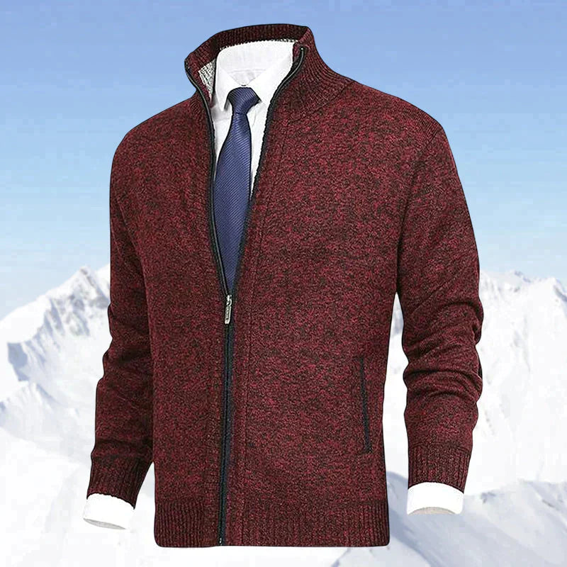 Men's Zip Up Cardigan with Stand Collar and Pockets