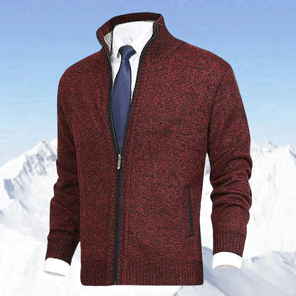 Men's Zip Up Cardigan with Stand Collar and Pockets