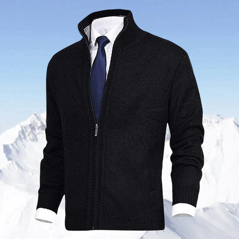 Men's Zip Up Cardigan with Stand Collar and Pockets