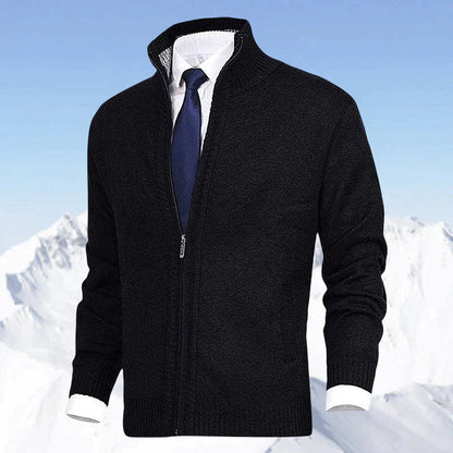 Men's Zip Up Cardigan with Stand Collar and Pockets