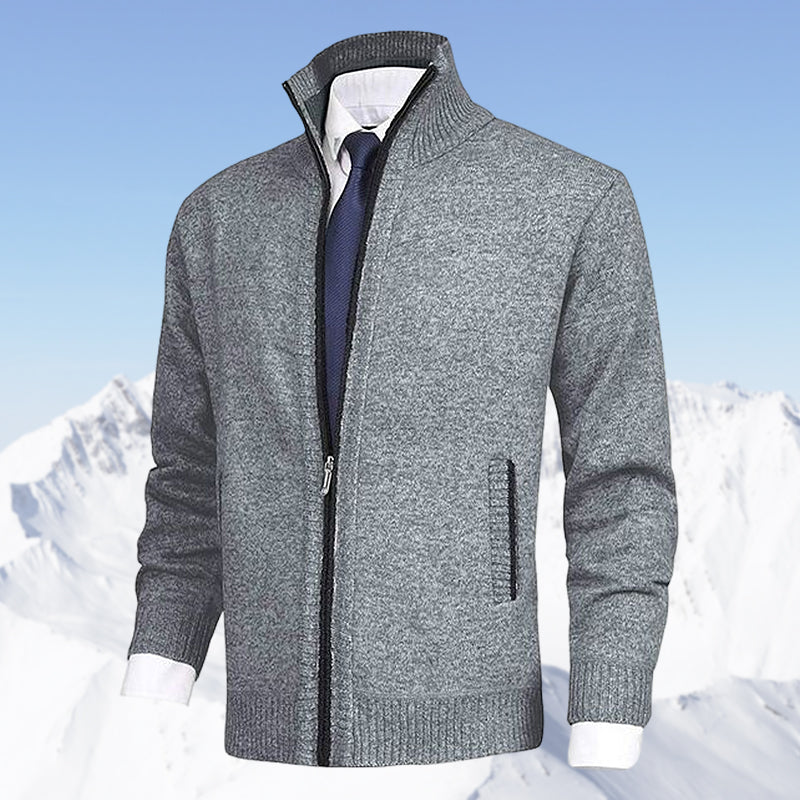 Men's Zip Up Cardigan with Stand Collar and Pockets
