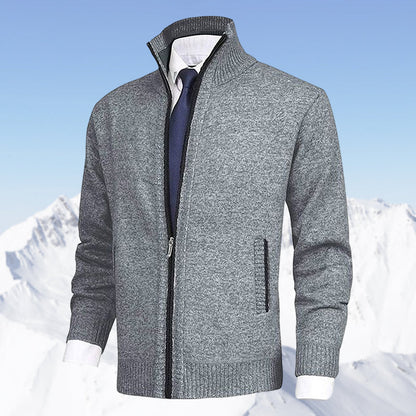 Men's Zip Up Cardigan with Stand Collar and Pockets