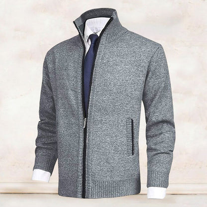 Men's Zip Up Cardigan with Stand Collar and Pockets