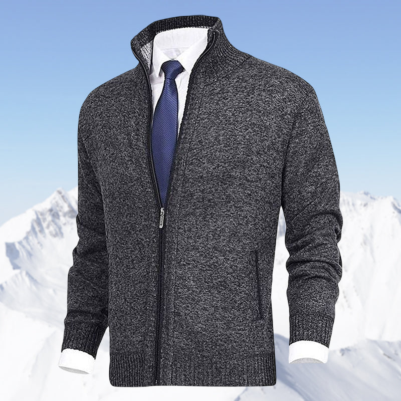 Men's Zip Up Cardigan with Stand Collar and Pockets