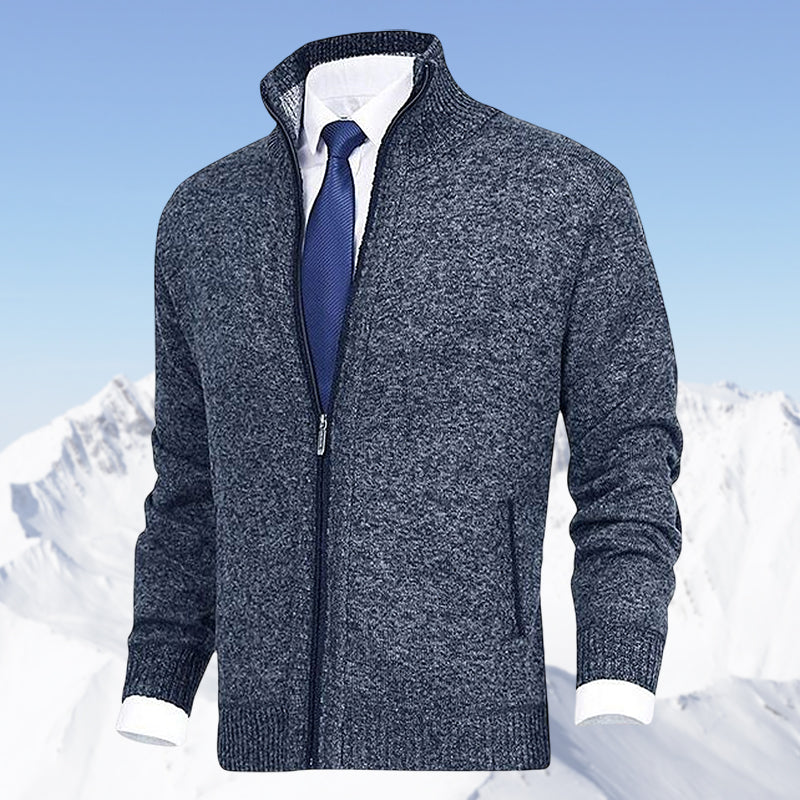 Men's Zip Up Cardigan with Stand Collar and Pockets