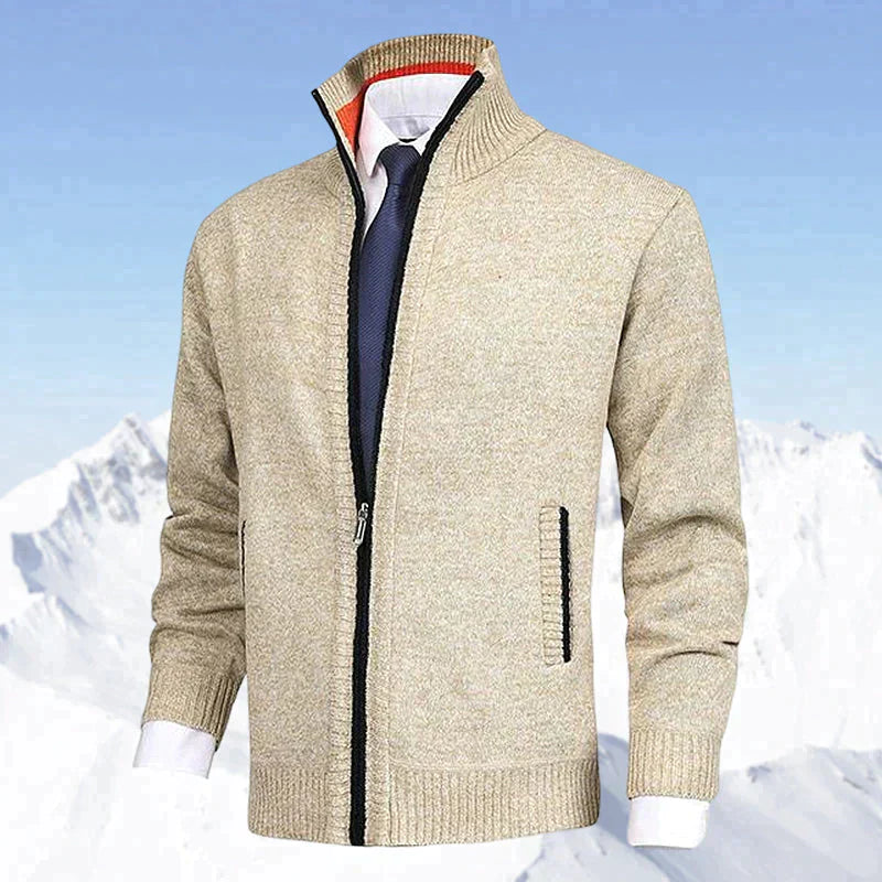 Men's Zip Up Cardigan with Stand Collar and Pockets