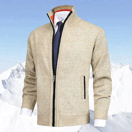Men's Zip Up Cardigan with Stand Collar and Pockets