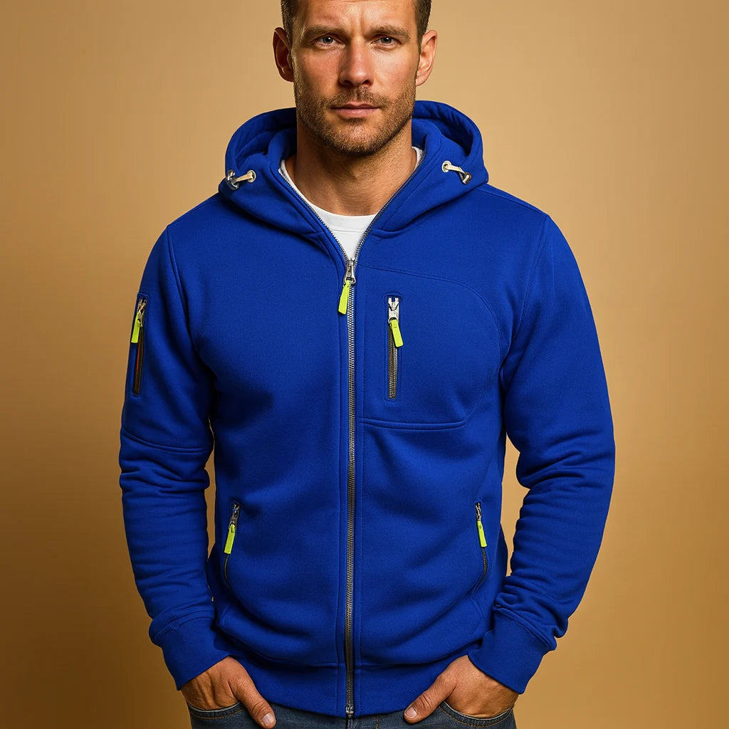 Men's Zip-Up Hoodie with Adjustable Hood