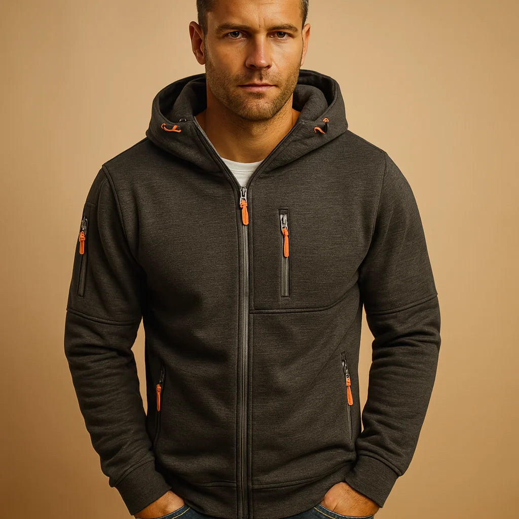 Men's Zip-Up Hoodie with Adjustable Hood