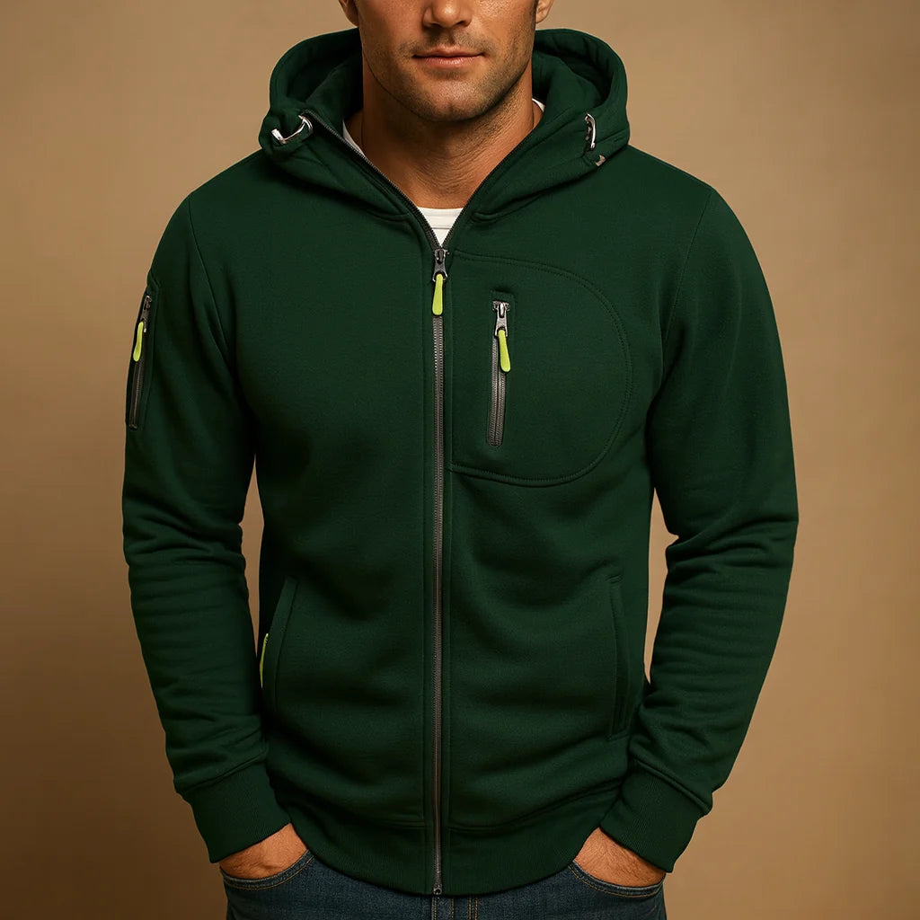 Men's Zip-Up Hoodie with Adjustable Hood