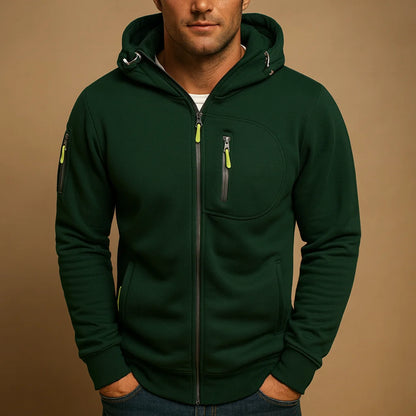 Men's Zip-Up Hoodie with Adjustable Hood