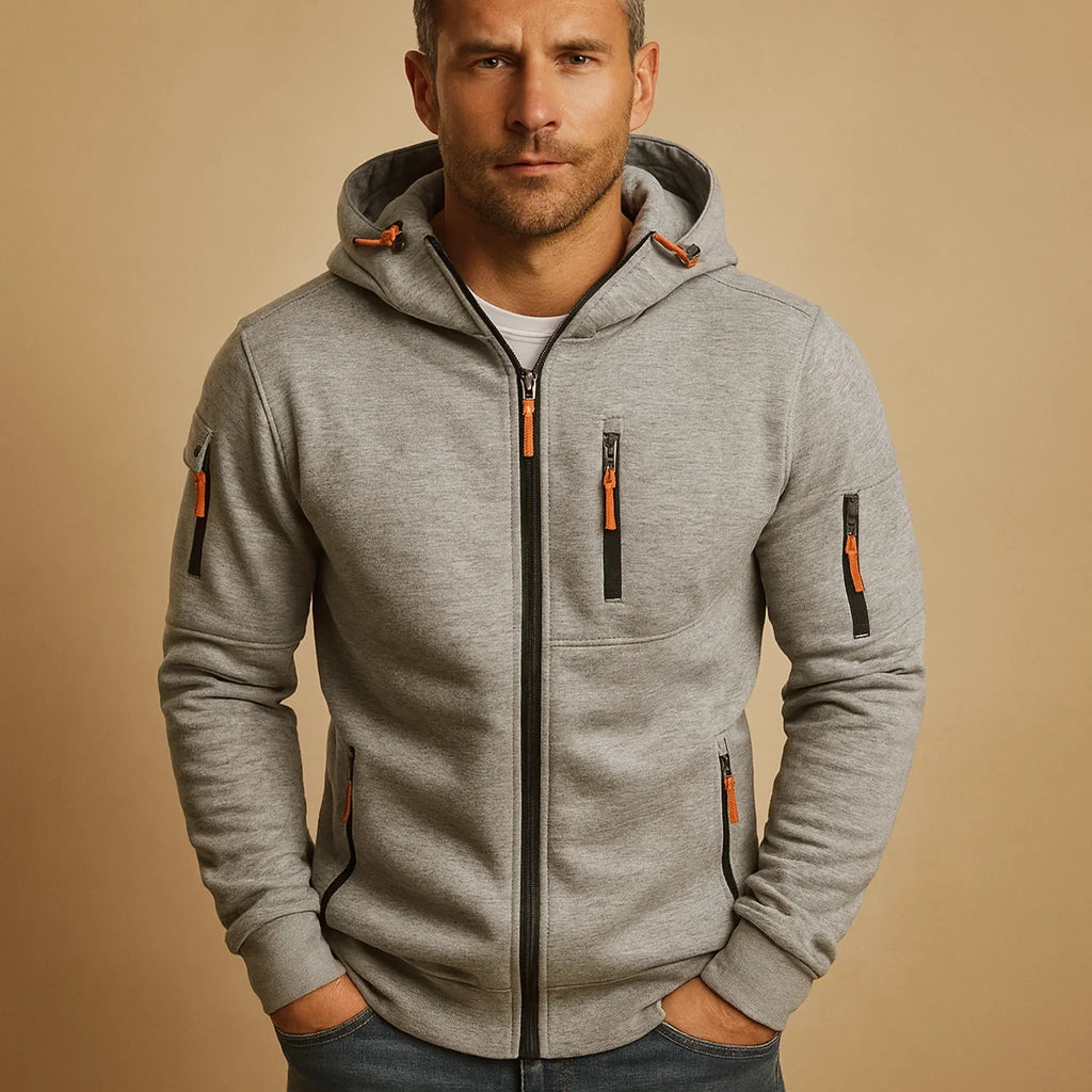 Men's Zip-Up Hoodie with Adjustable Hood
