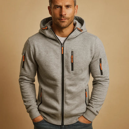 Men's Zip-Up Hoodie with Adjustable Hood