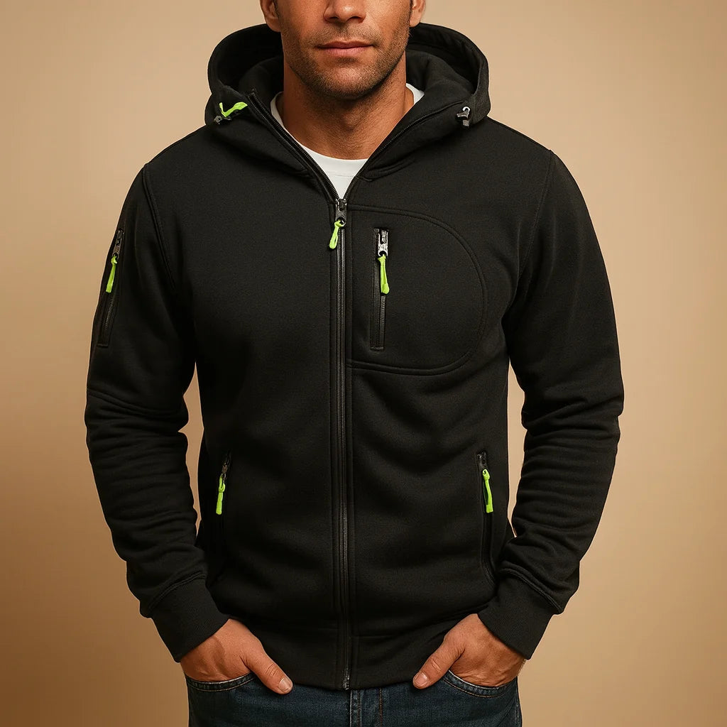Men's Zip-Up Hoodie with Adjustable Hood