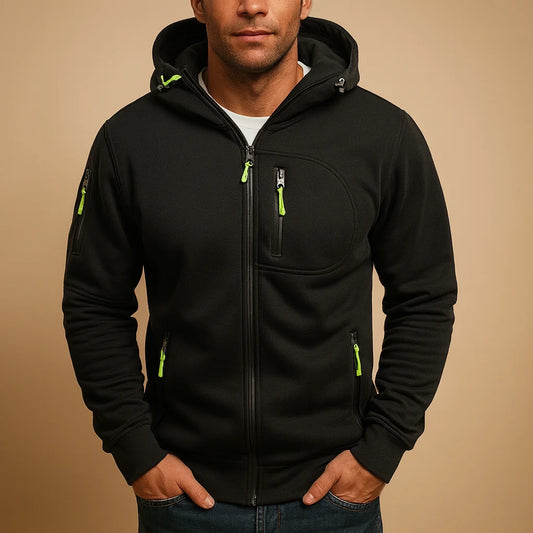 Men's Zip-Up Hoodie with Adjustable Hood