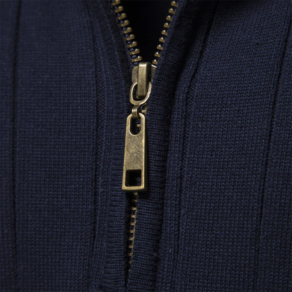 Men's Zipper Sweater with Stand-Up Collar