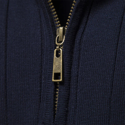 Men's Zipper Sweater with Stand-Up Collar