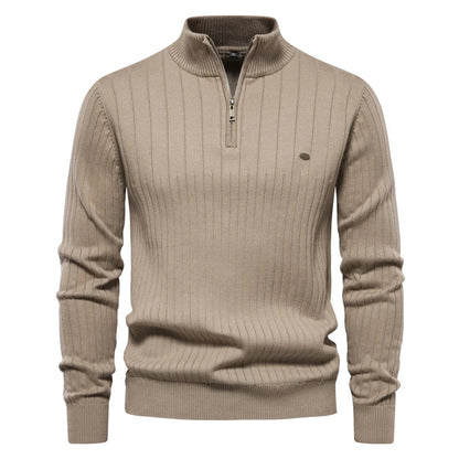 Men's Zipper Sweater with Stand-Up Collar