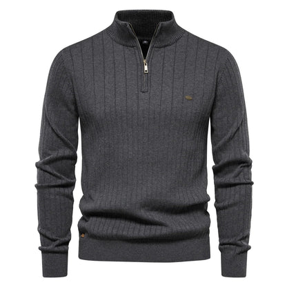 Men's Zipper Sweater with Stand-Up Collar