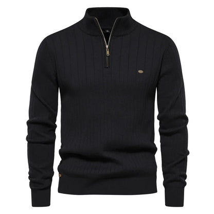 Men's Zipper Sweater with Stand-Up Collar