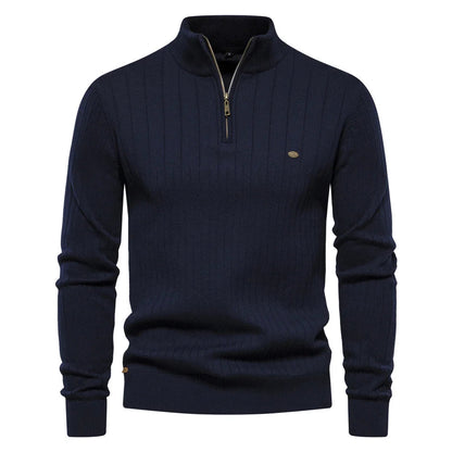 Men's Zipper Sweater with Stand-Up Collar