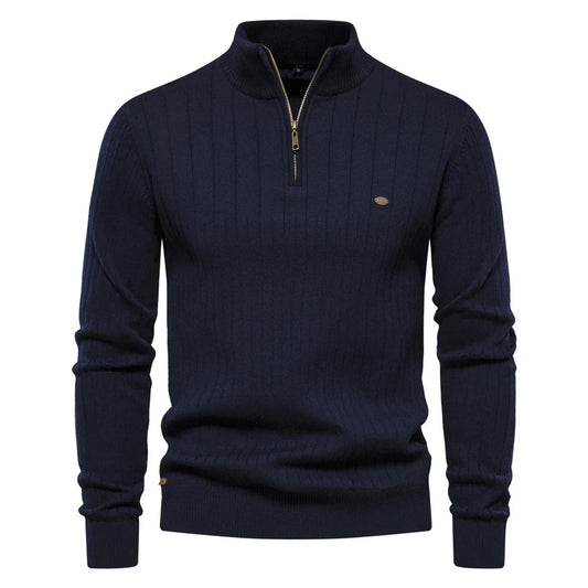 Men's Zipper Sweater with Stand-Up Collar