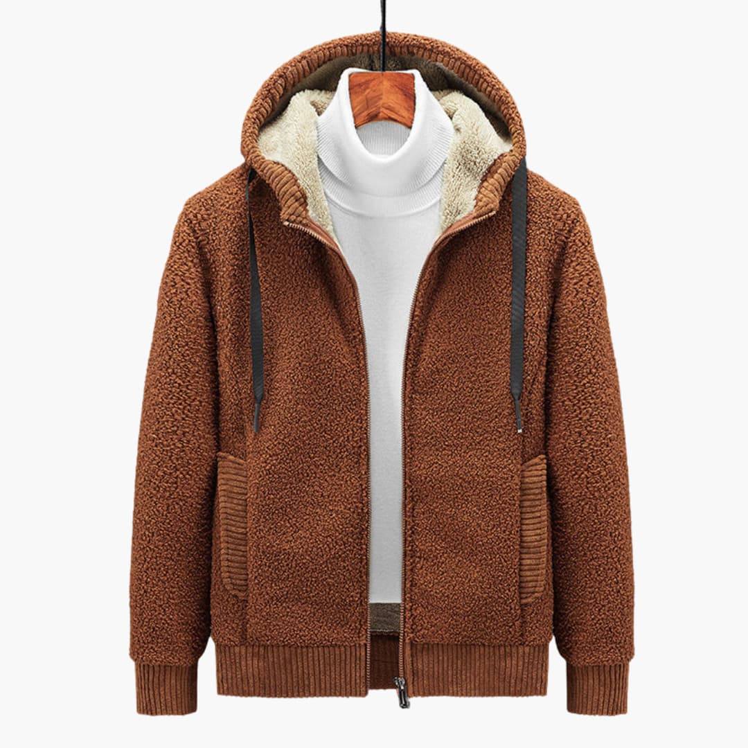 Men's Zippered Hoodie with Lined Hood for Comfort and Style