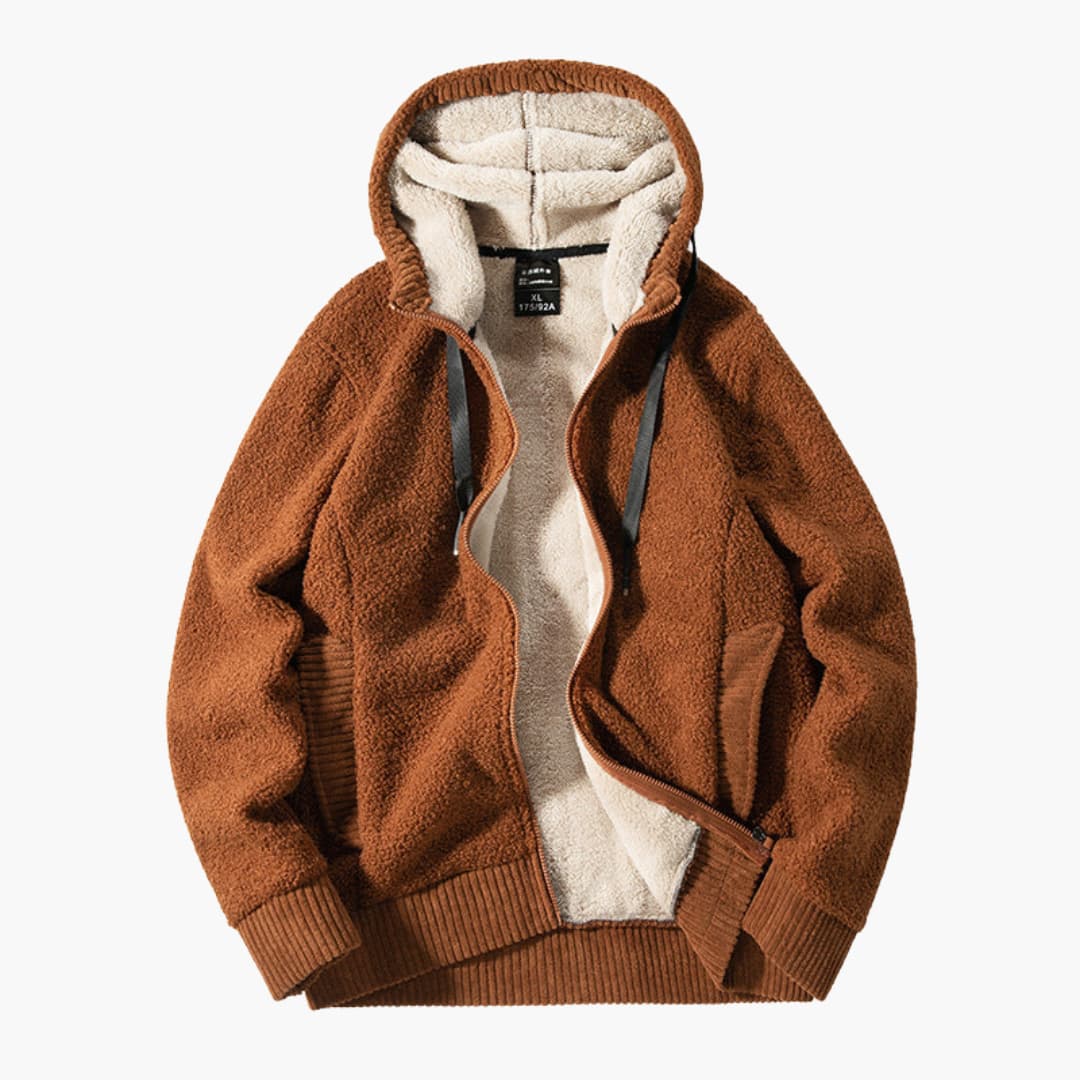Men's Zippered Hoodie with Lined Hood for Comfort and Style
