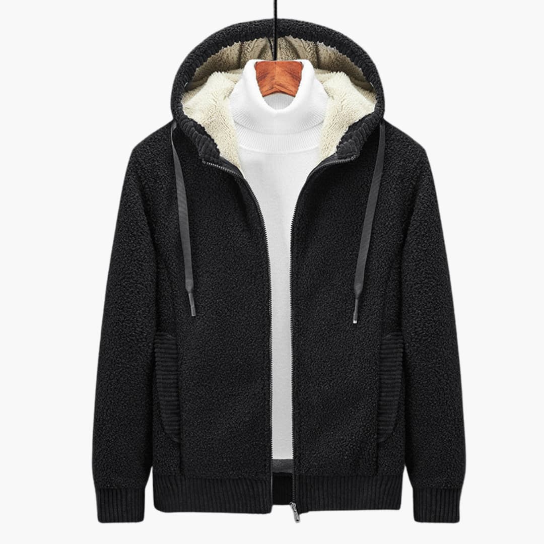 Men's Zippered Hoodie with Lined Hood for Comfort and Style