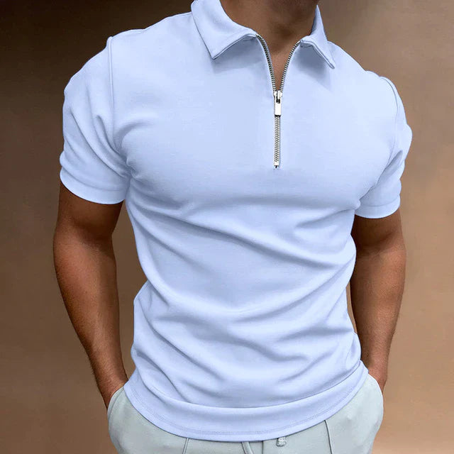 Men's Zippered Polo Shirt for Casual Wear