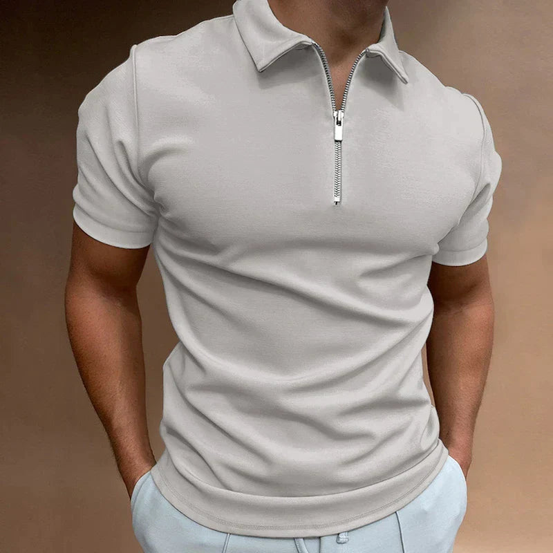 Men's Zippered Polo Shirt for Casual Wear