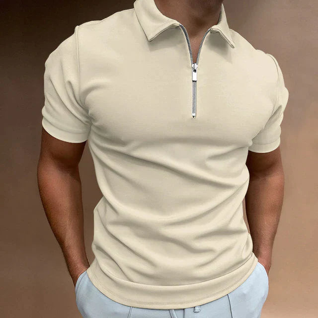 Men's Zippered Polo Shirt for Casual Wear
