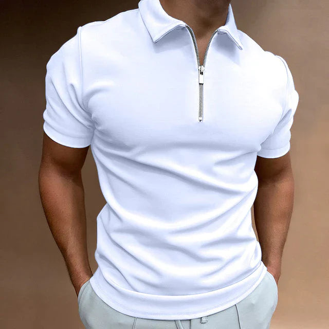 Men's Zippered Polo Shirt for Casual Wear