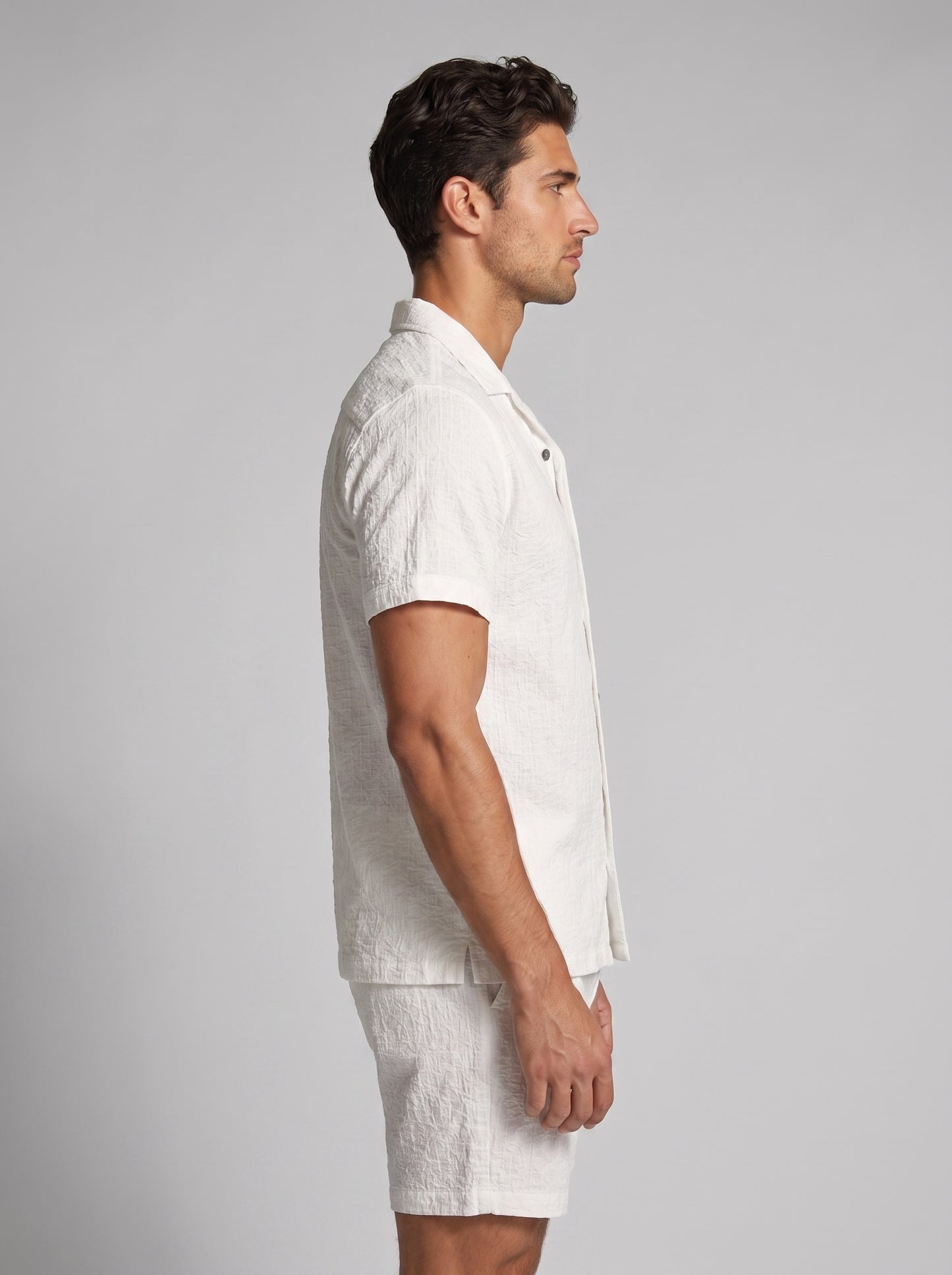 Men's Linen Short Sleeve Shirt and Shorts Set