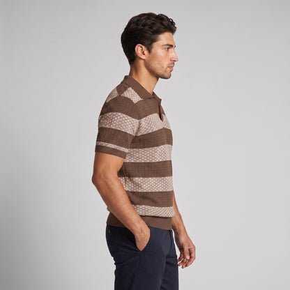 Men's Striped Knit Polo Shirt