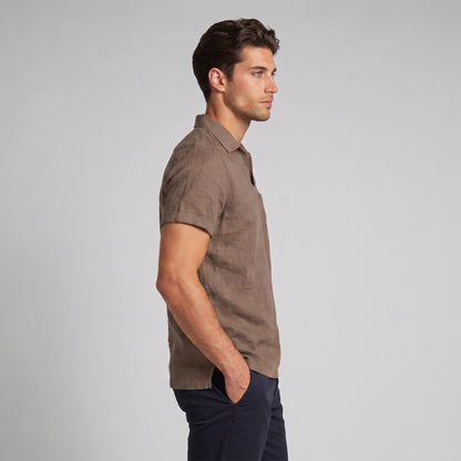 Men's Polo Shirt with Open Collar and Chest Pocket