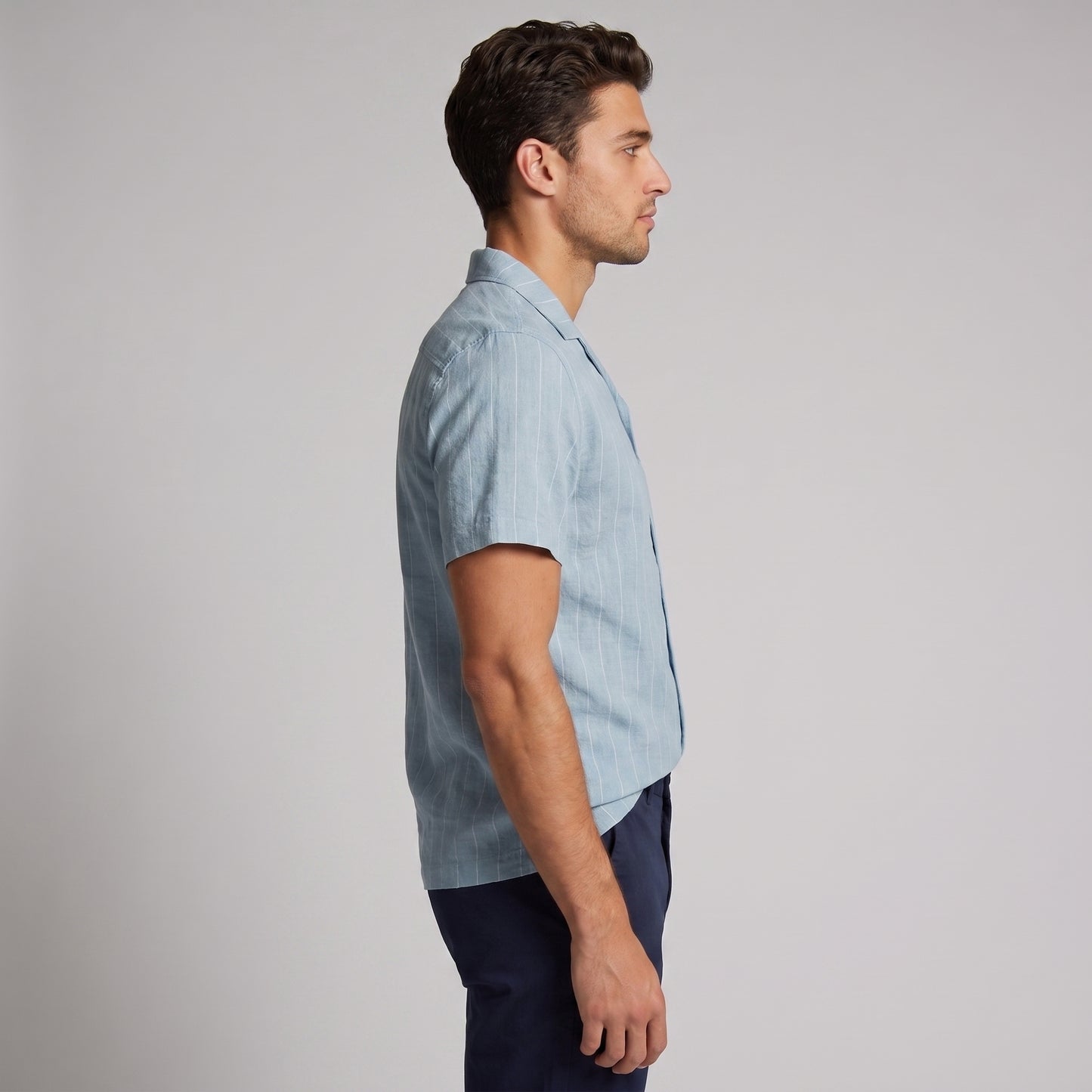 Men's Stripe Button-Down Dress Shirt with Relaxed Collar