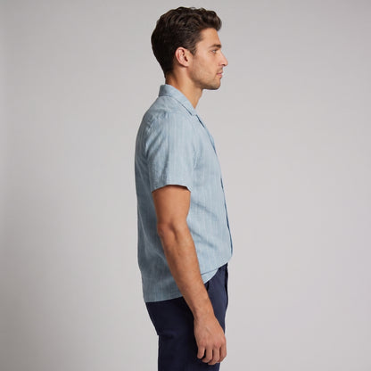 Men's Stripe Button-Down Dress Shirt with Relaxed Collar
