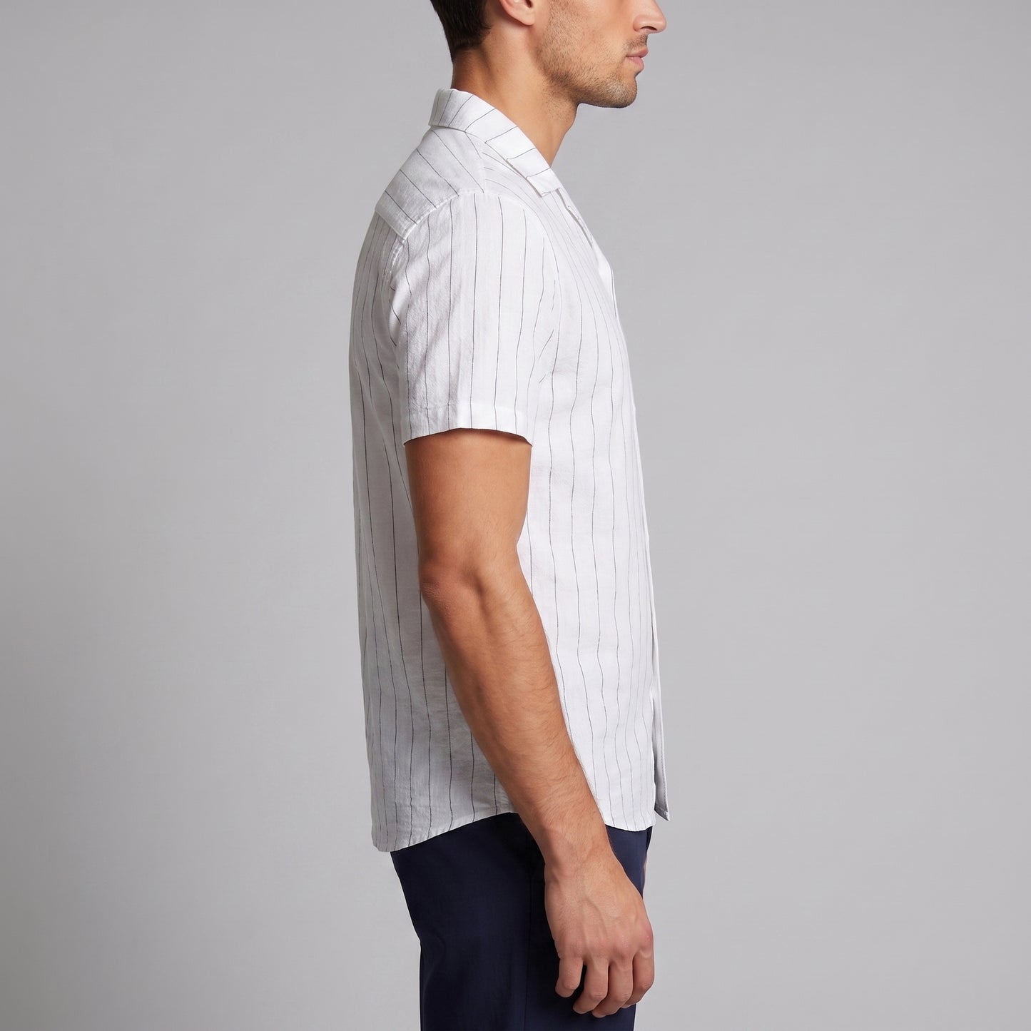 Men's Stripe Button-Down Dress Shirt with Relaxed Collar